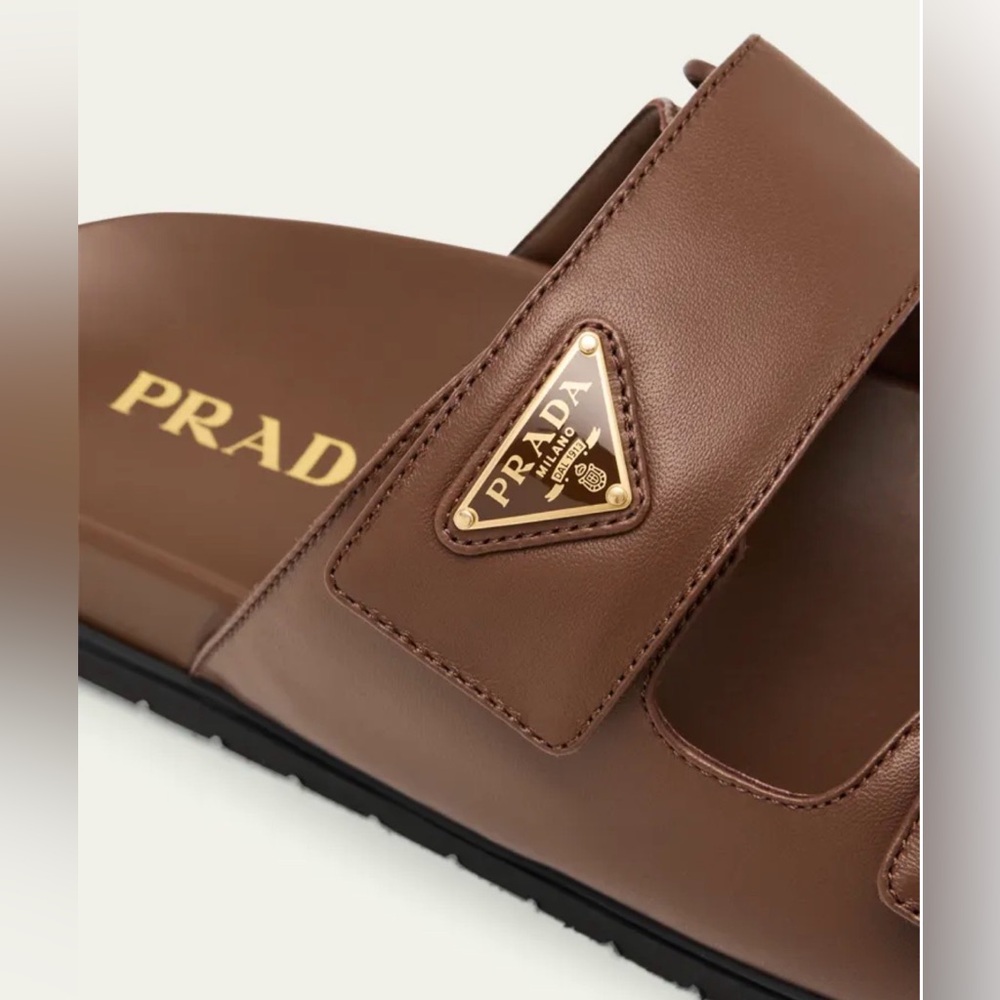 ✨ NIB Prada Calf Leather Logo Sandals – Iconic Luxury Slides ✨ - Picture 7 of 8